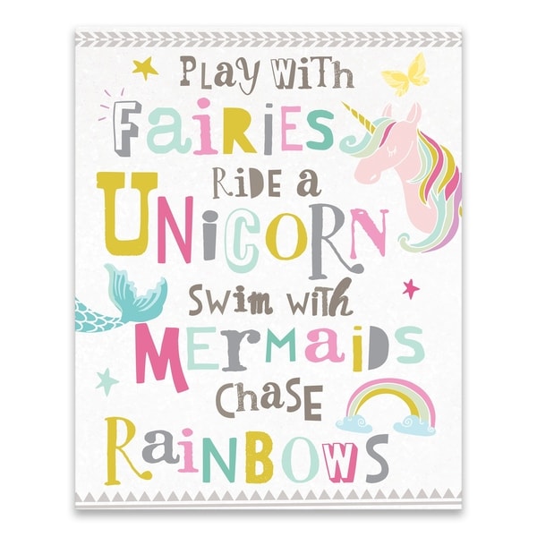 "You Play With Fairies" Printed Canvas - 16W x 20H x 1.25D - Multi-color