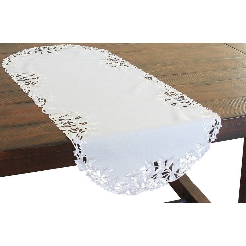 Arietta Embroidered Cutwork Table Runner, 16 by 34-Inch