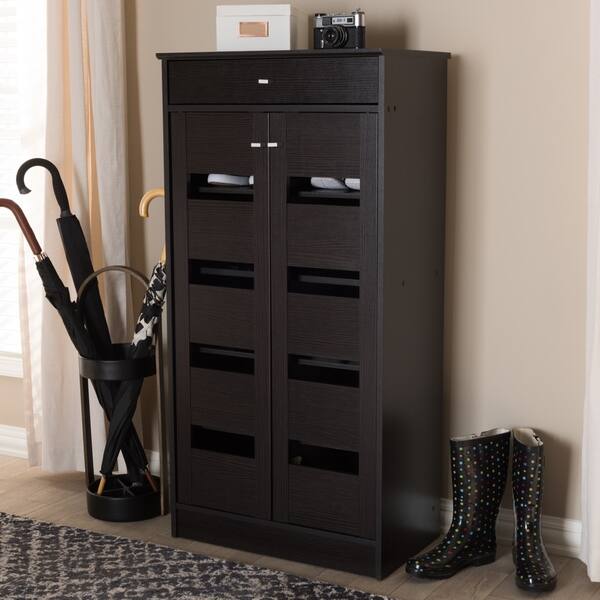 Shop Contemporary Dark Brown Shoe Cabinet By Baxton Studio Free