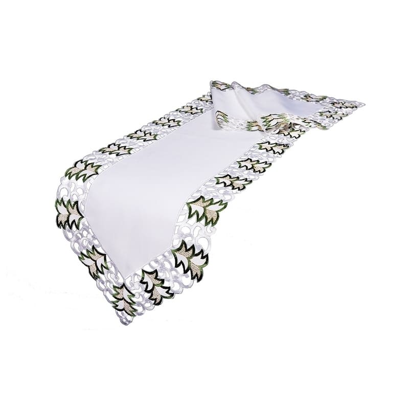 Tannenbaum Embroidered Cutwork Holiday Table Runner, 15 by 54-Inch