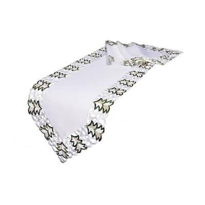 Tannenbaum Embroidered Cutwork Holiday Table Runner, 15 by 54-Inch