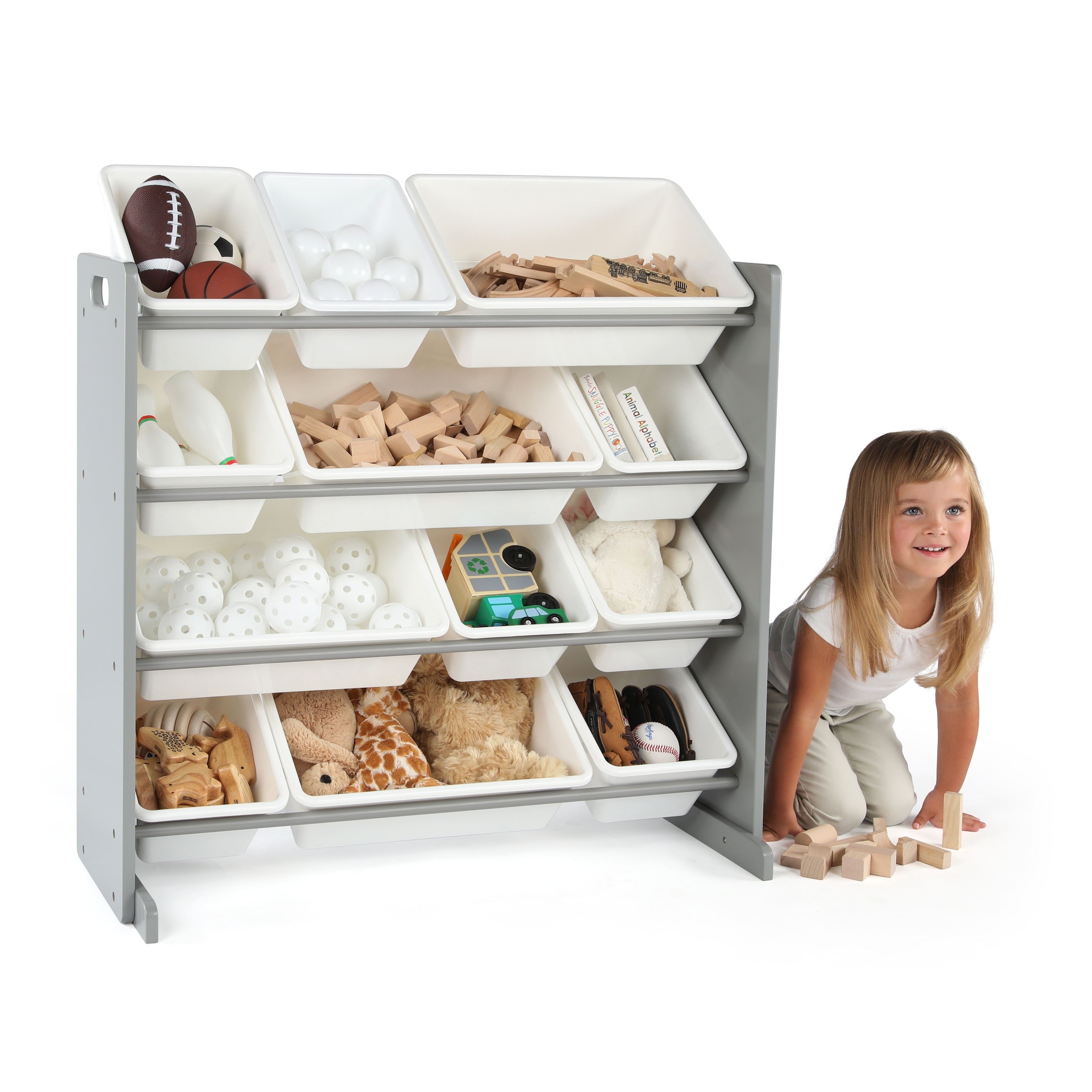 Tot Tutors Forever Super-Sized White Toy Storage Organizer with 16 Plastic