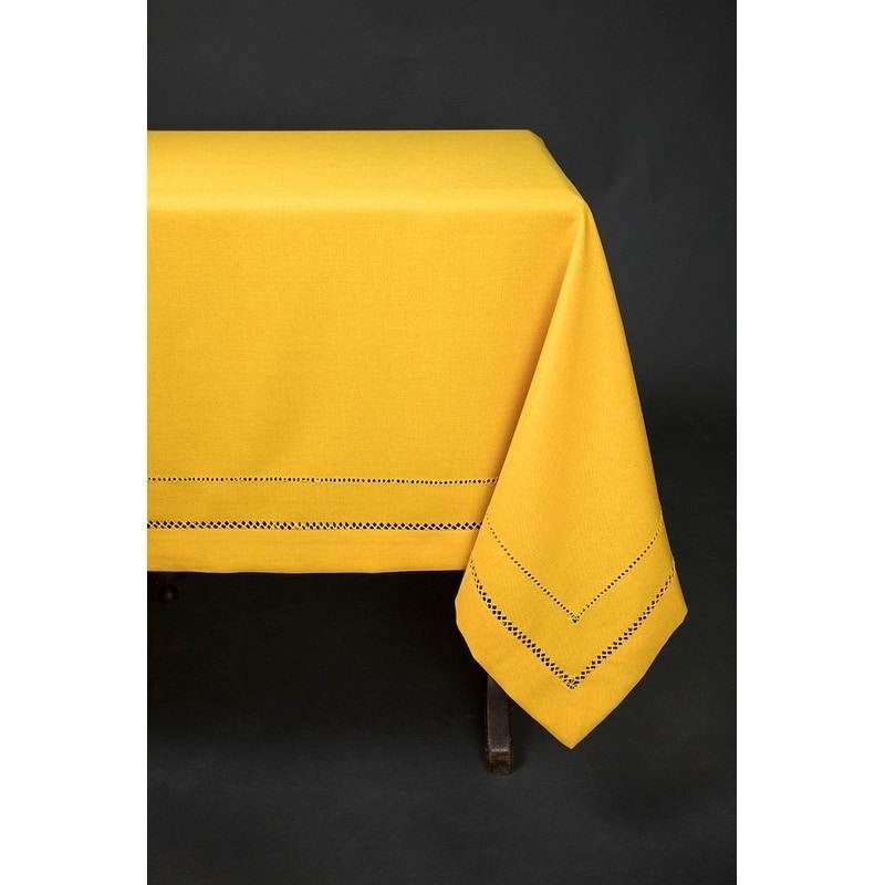Handmade Double Hemstitch Easy Care Tablecloth, 60 by 84-Inch, Red