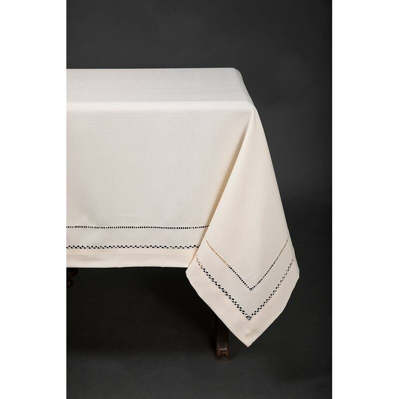 Handmade Double Hemstitch Easy Care Tablecloth, 60 by 84-Inch, Red