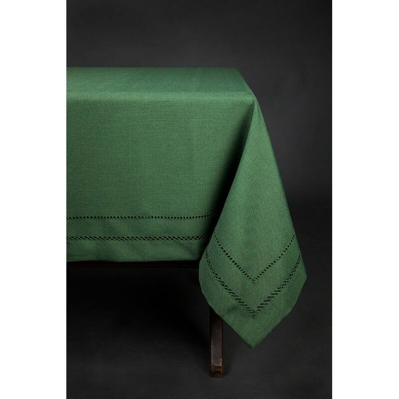 Handmade Double Hemstitch Easy Care Tablecloth, 60 by 84-Inch, Red