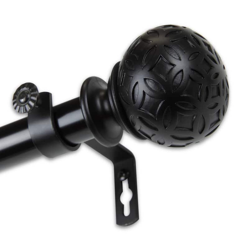 InStyleDesign Odette 1 inch Diameter Adjustable Curtain Rod - 120 to 170 inches - Black