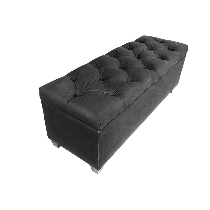 SOLE SECRET DUO Diamond Tufted Linen & Shoe Storage Bench - OBSESSION