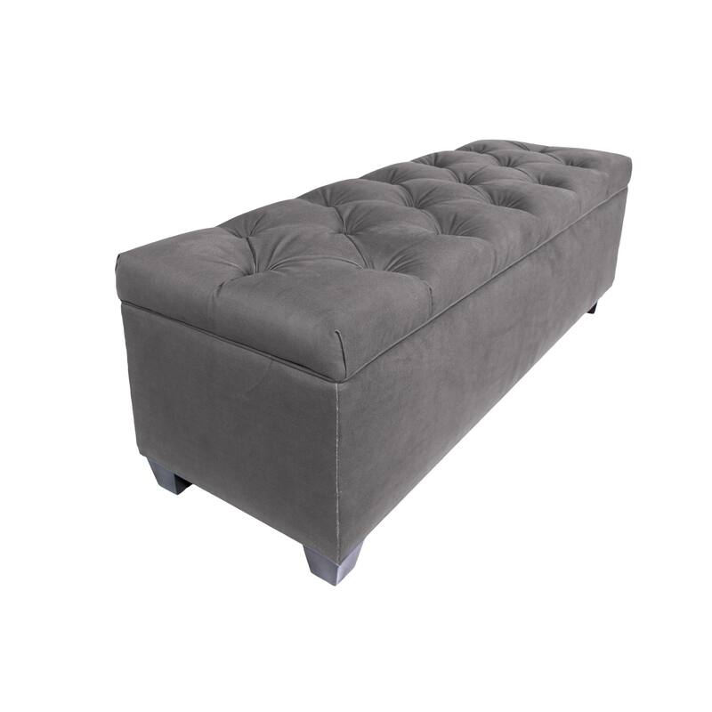 SOLE SECRET DUO Diamond Tufted Linen & Shoe Storage Bench - OBSESSION