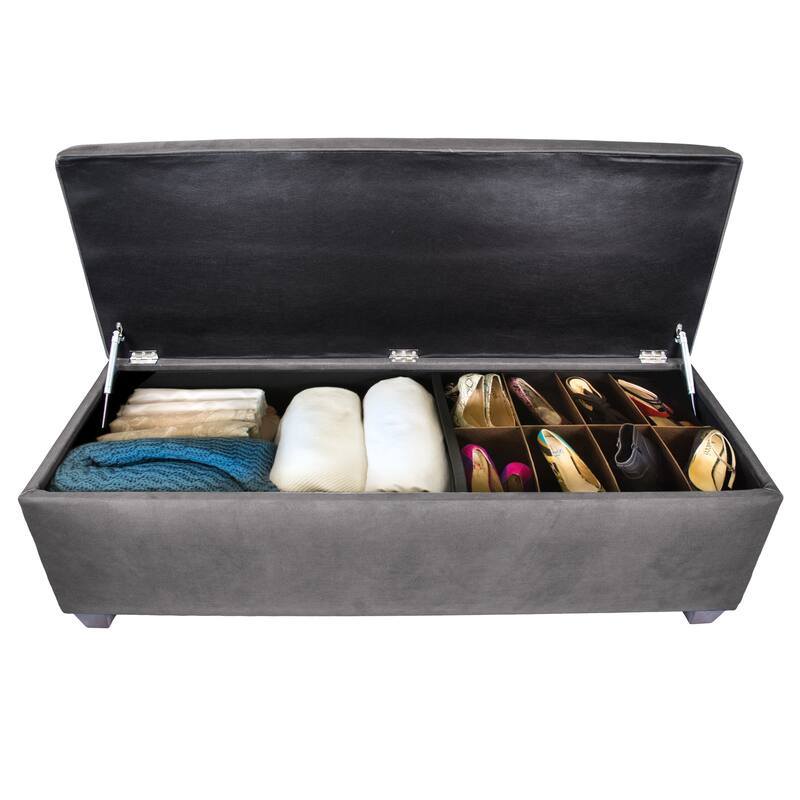 SOLE SECRET DUO Diamond Tufted Linen & Shoe Storage Bench - OBSESSION