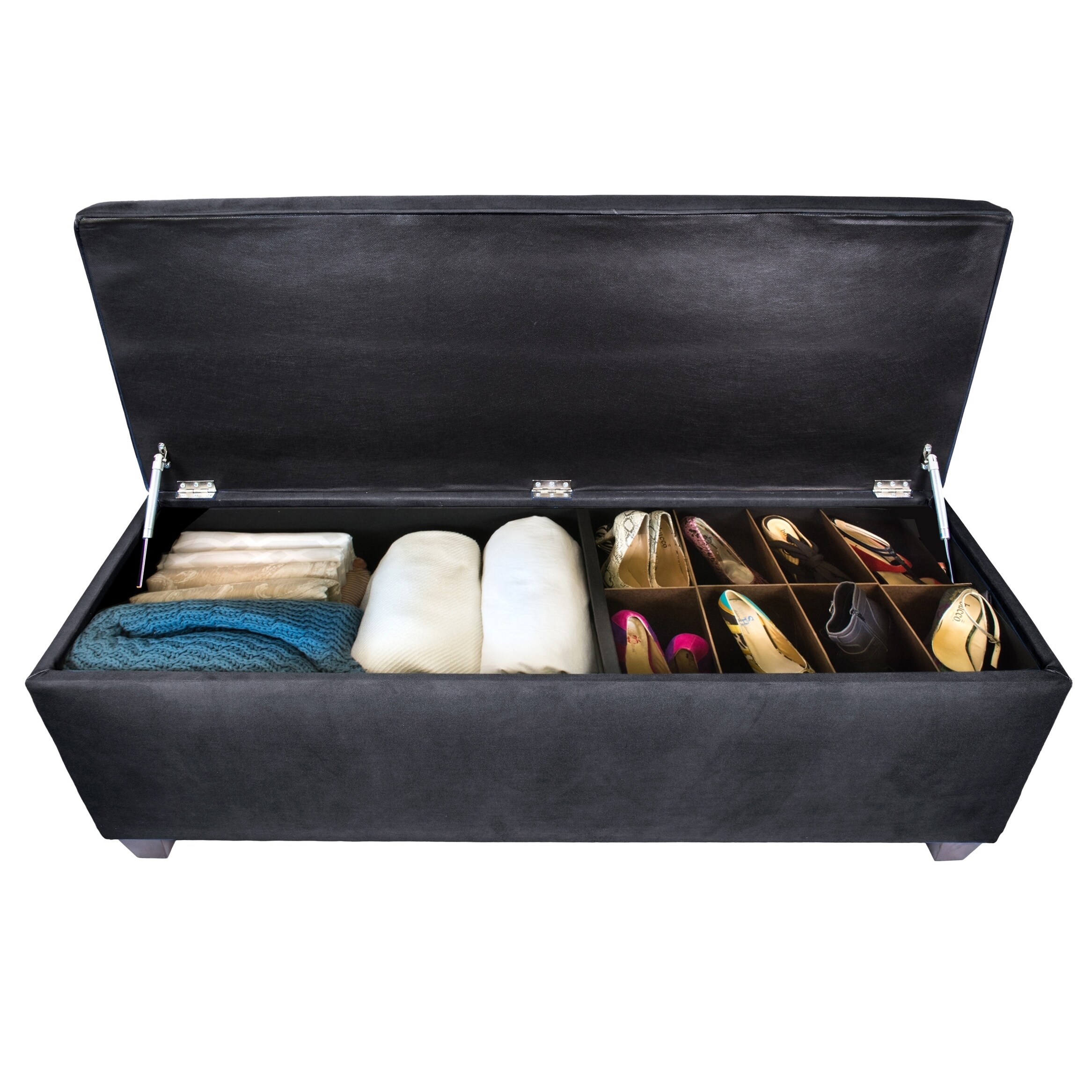 Shop Sole Secret Duo Diamond Tufted Linen Shoe Storage Bench