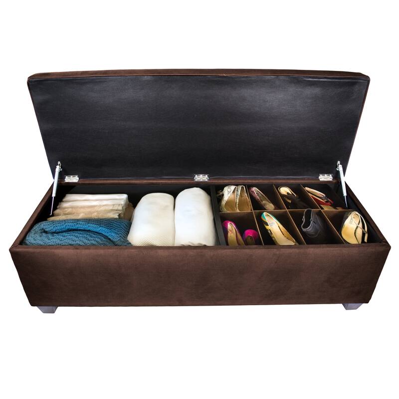 SOLE SECRET DUO Diamond Tufted Linen & Shoe Storage Bench - OBSESSION