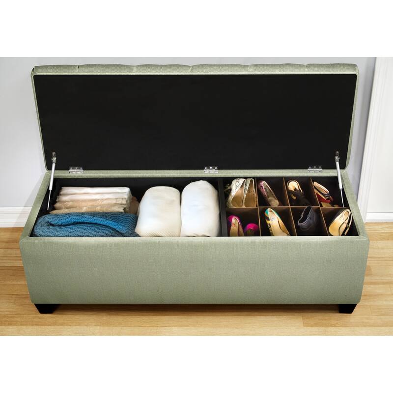 SOLE SECRET DUO Diamond Tufted Linen & Shoe Storage Bench - CANDICE