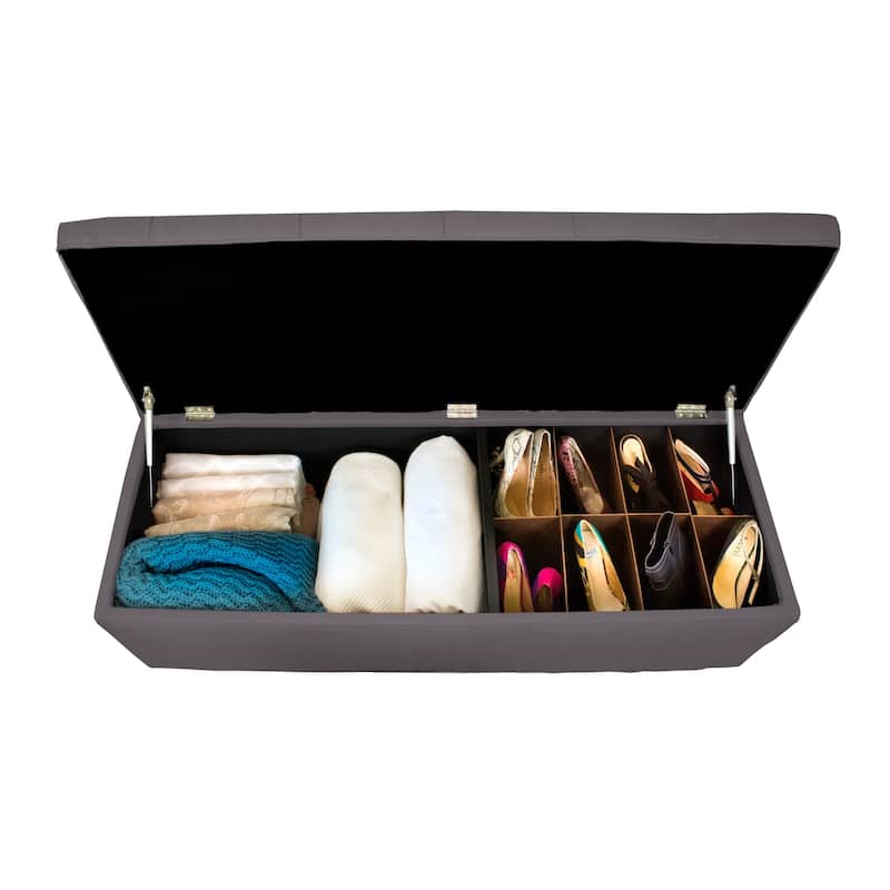 SOLE SECRET DUO Diamond Tufted Linen & Shoe Storage Bench - HTM100 - reddish grey