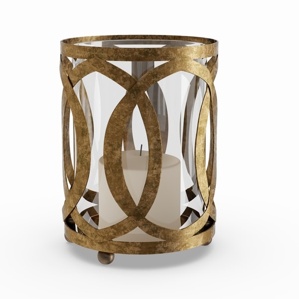 Gracewood Hollow Ella Metal, Glass 6-inch Wide x 8-inch High Candle Lantern