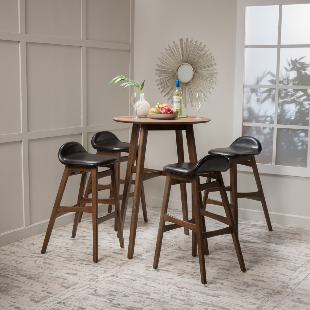 pub table with leather chairs