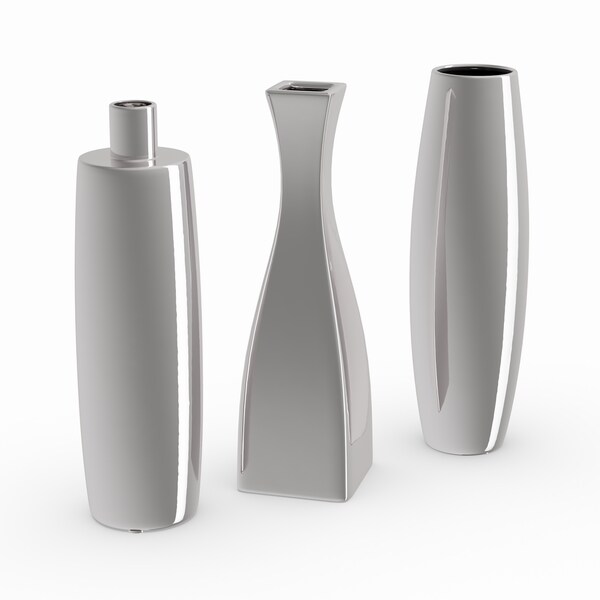 Silver Ceramic Vase (Set of 3)