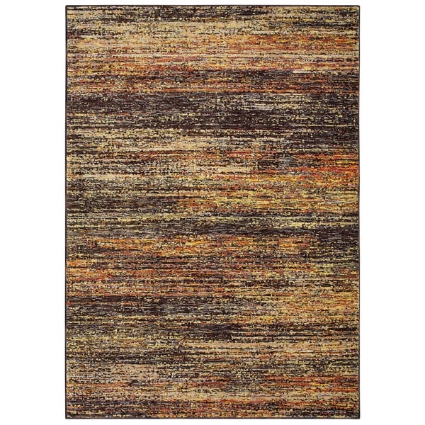 Carson Carrington Halden Gold/Charcoal Nylon/Polypropylene Textural Stripes Area Rug - 3'3" x 5'2"