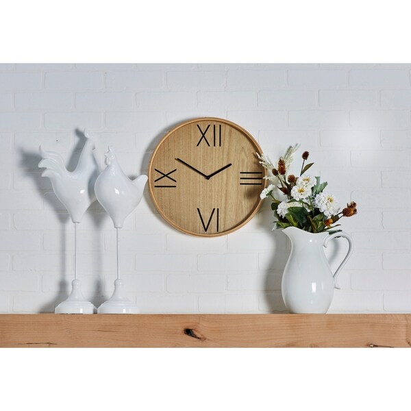 Carson Carrington Alavus Modern Round Brown Wooden Roman Clock