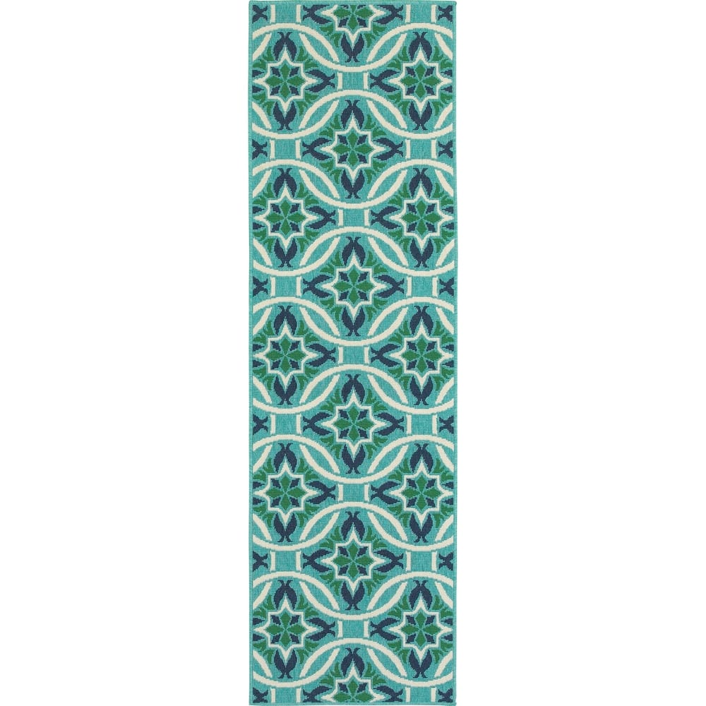 Style Haven Martinque Floral Indoor-Outdoor Blue/ Green Area Rug