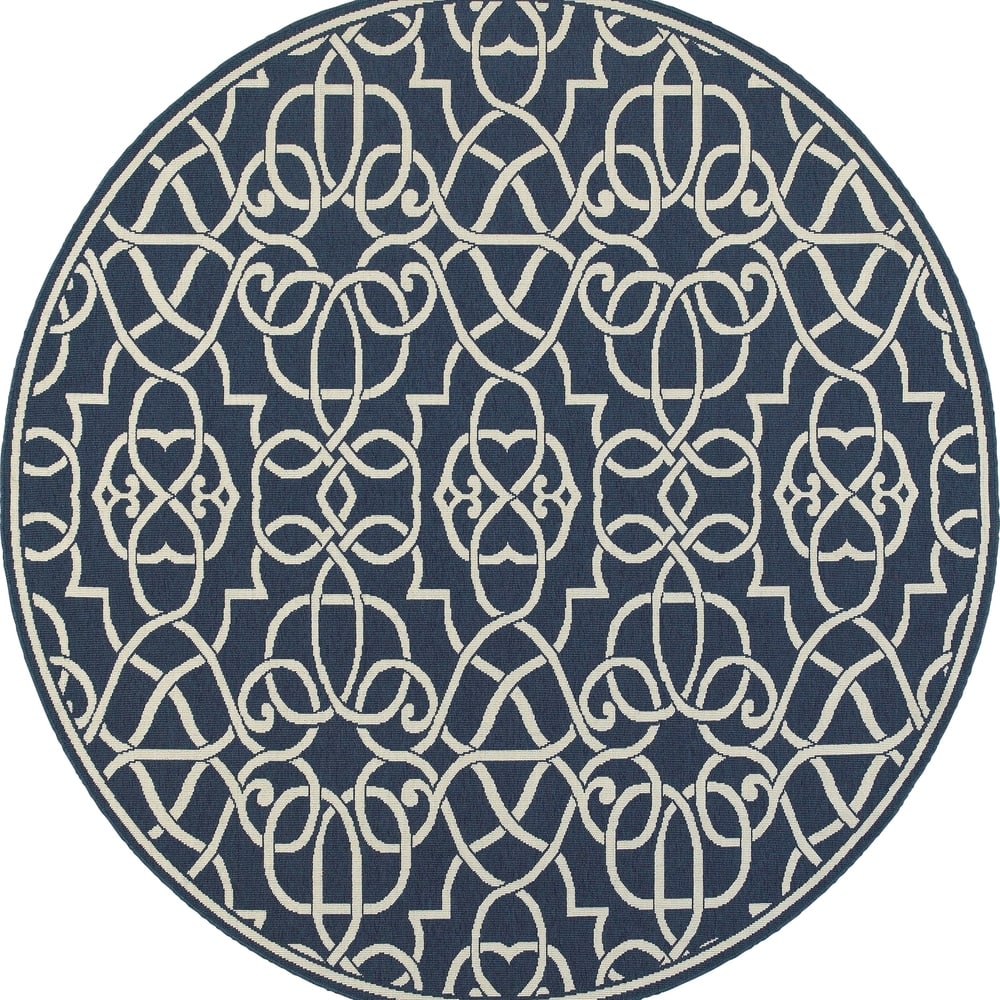 Style Haven Martinique Trellis Indoor Outdoor Blue/Off-White Rug