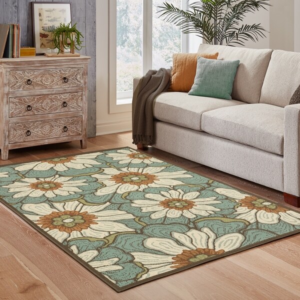 Copper Grove Boronia Blue/Brown Indoor-Outdoor Area Rug - 7'10" x 10'10"