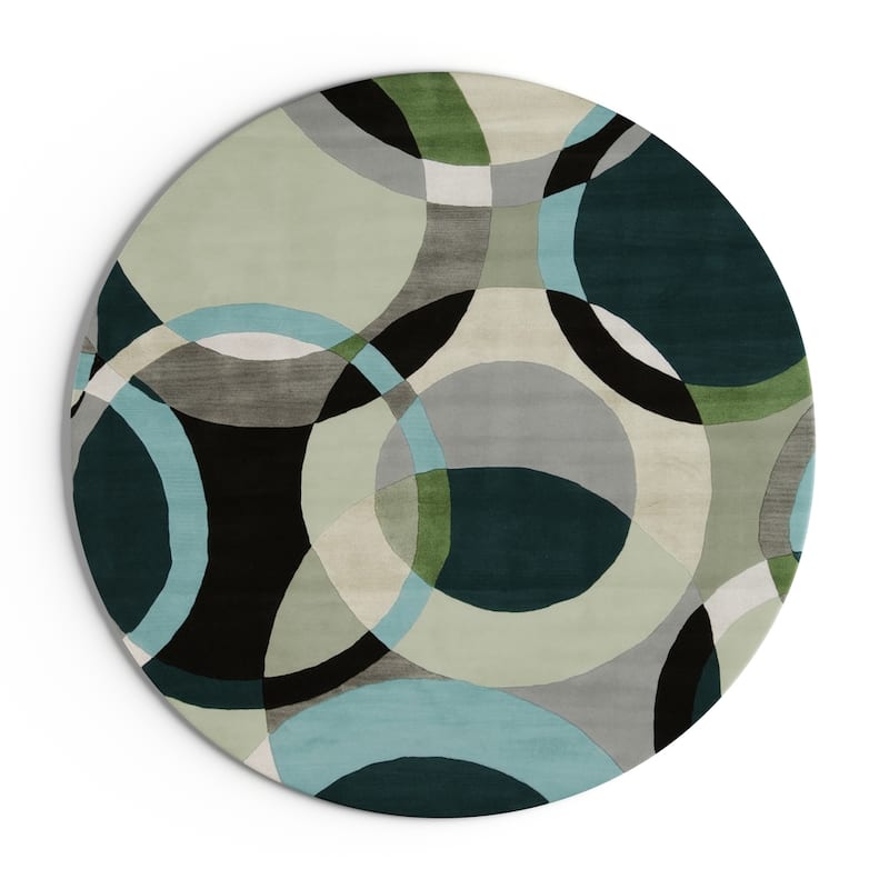 Mayflower Handmade Modern Circles Wool Area Rug