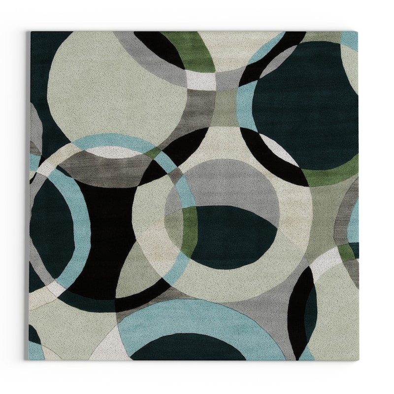 Mayflower Handmade Modern Circles Wool Area Rug