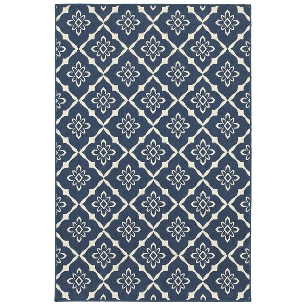 Carson Carrington Akersberga Lattice Navy/Ivory Indoor-Outdoor Area Rug - 3'7" x 5'6"