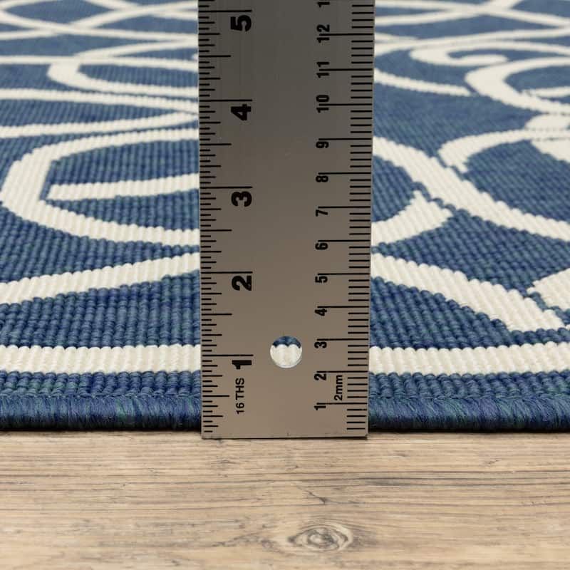 Style Haven Martinique Trellis Indoor Outdoor Blue/Off-White Rug