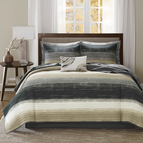 Carson Carrington Jutland Taupe Complete Coverlet and Cotton Sheet Set