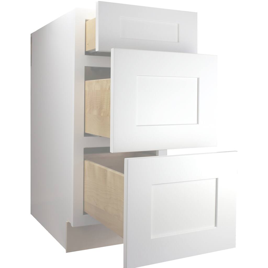 Cabinet Mania White Shaker Kitchen Cabinet Drawer Base 12" W x 34.5" H x 24" D