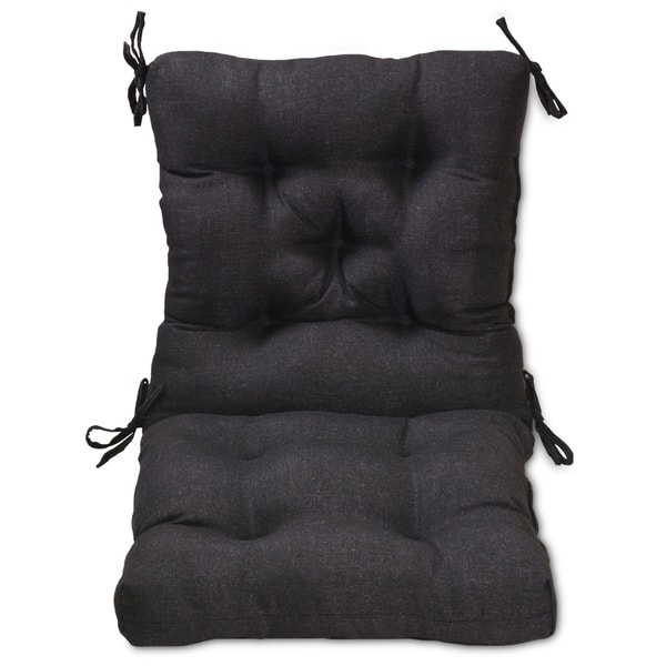 BLISSWALK Patio Chair Cushion for Adirondack High Back Tufted Seat Chair Cushion Outdoor 48 in. x 21 in. x 4 in. Black