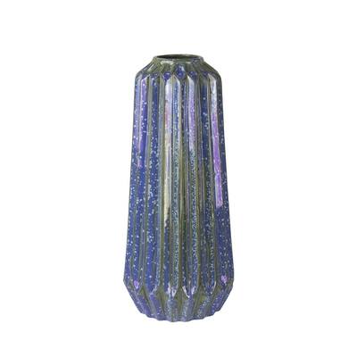 Sagebrook Home 10621 Decorative Ceramic Vase, Blue Ceramic, 5.75 X 5.75 X 12.75 Inches