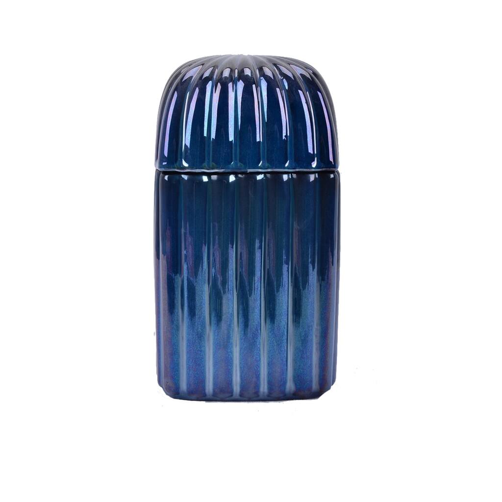 Sagebrook Home 10668 Decorative Ceramic Covered Jar, Blue Ceramic, 6 X 6 X 10.75 Inches