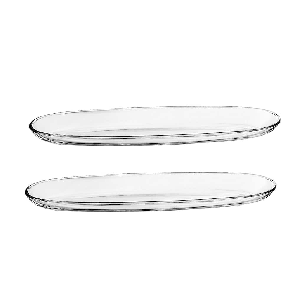 Majestic Gifts European Glass Oval Serving Tray/ Platter - 8" Long, 3.75" Wide- Set/2