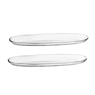 Majestic Gifts European Glass Oval Serving Tray/ Platter - 8" Long, 3.75" Wide- Set/2