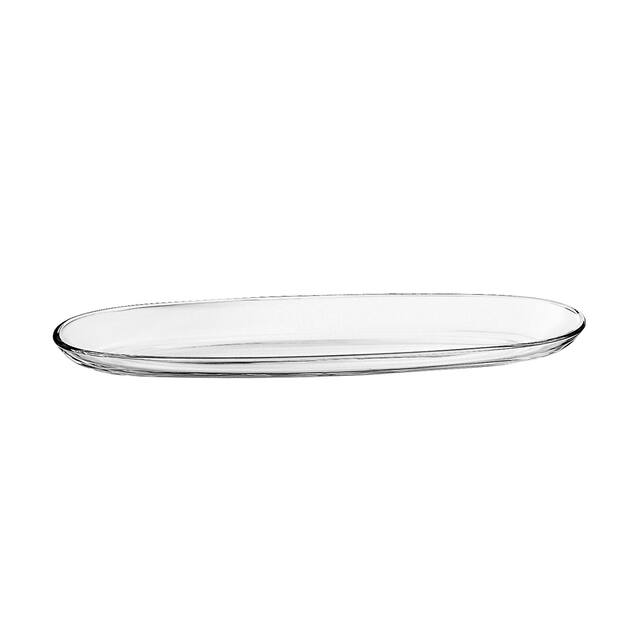 Majestic Gifts European Glass Oval Serving Tray/ Platter - 19.5" Long, 6" Wide