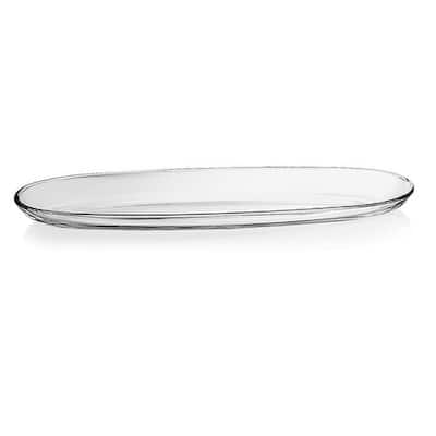 Majestic Gifts European Glass Oval Serving Tray/ Platter - 16" Long, 4.5" Wide