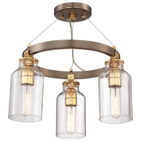 Morrow Harvard Court Bronze W/Gold Hi Semi Flush ( Convertible to Pendant) by Minka Lavery