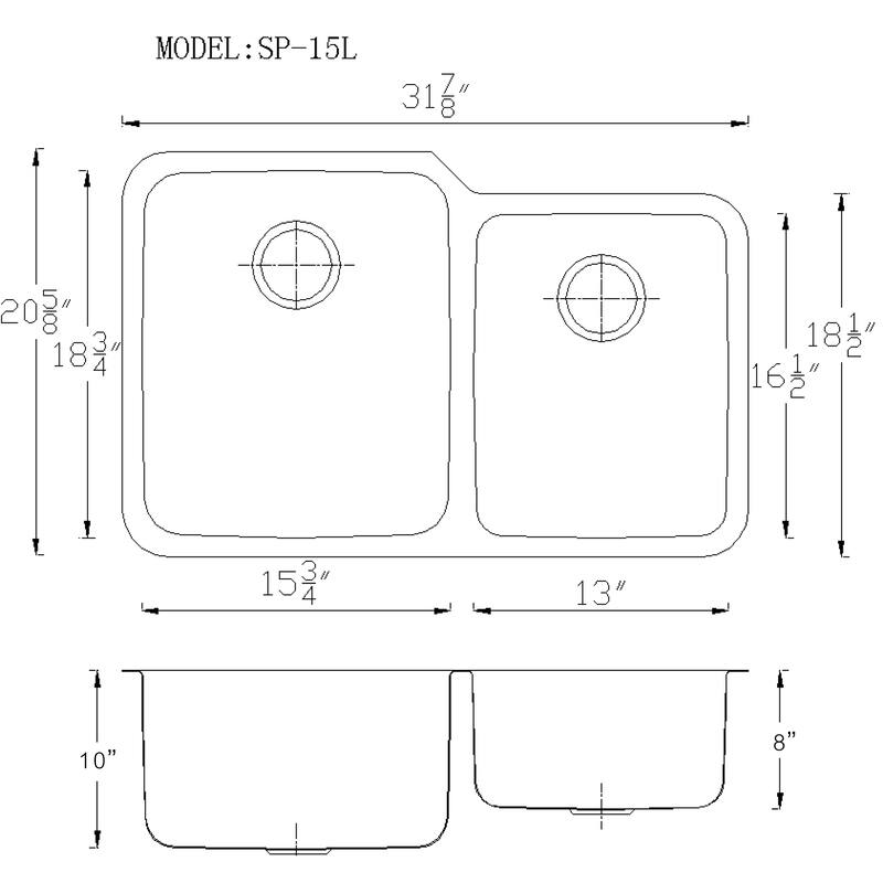 Premium Undermount 16 Gauge Stainless Steel 31.88" 55/45 Double Bowl Kitchen Sink with Grid and strainer
