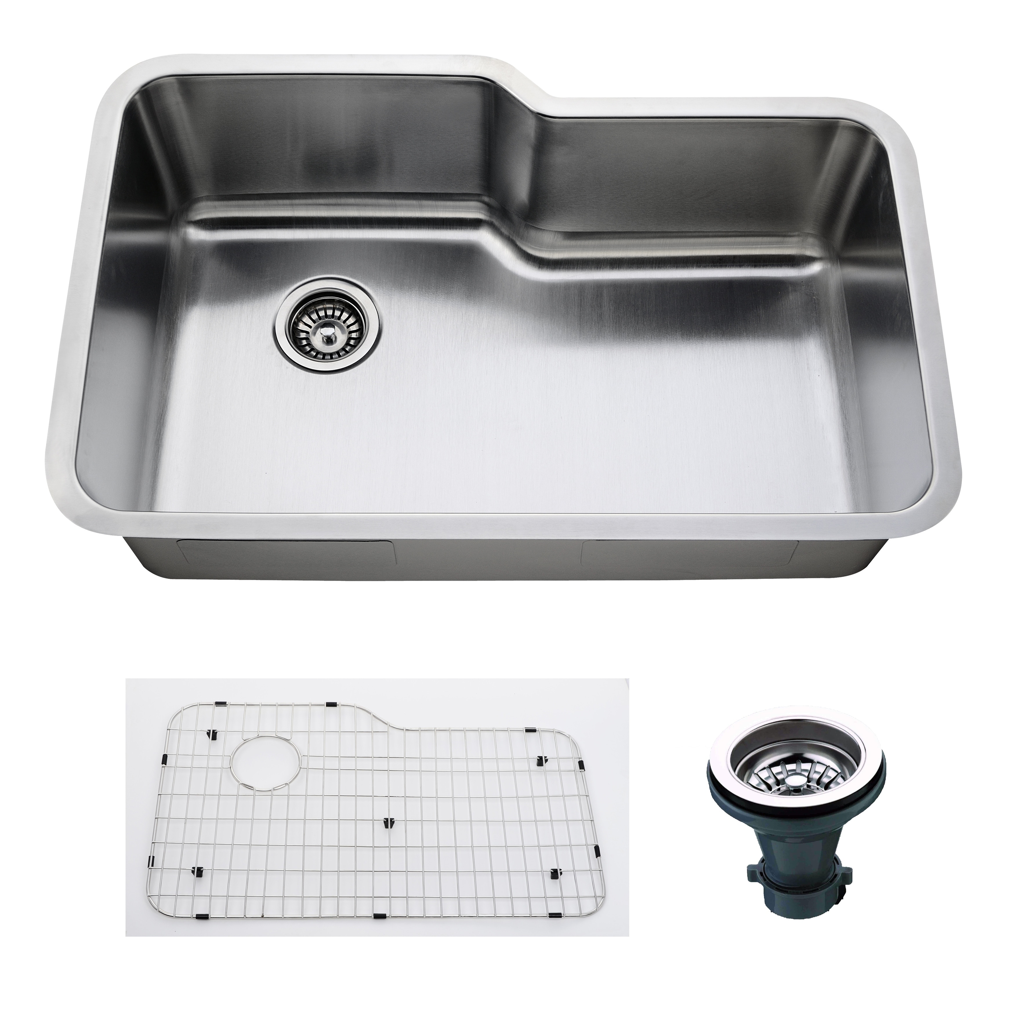 Empire 32 Inch Undermount Single Bowl 16 Gauge Stainless Steel Kitchen Sink With Soundproofing