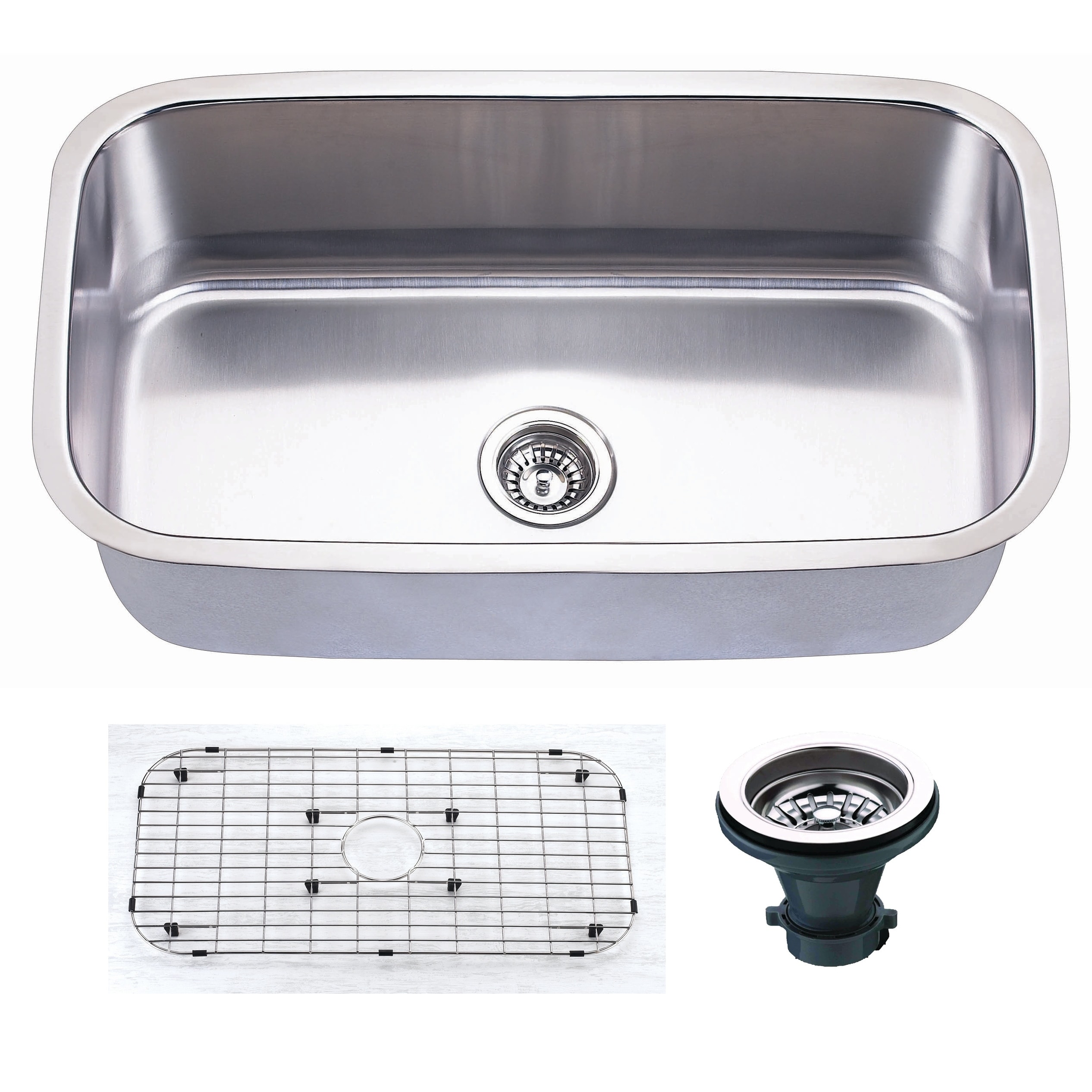 Premium Undermount 16 Gauge Stainless Steel 31.5" Single Bowl Kitchen Sink with Grid and strainer - Silver