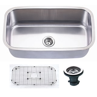 Premium Undermount 16 Gauge Stainless Steel 31.5" Single Bowl Kitchen Sink with Grid and strainer