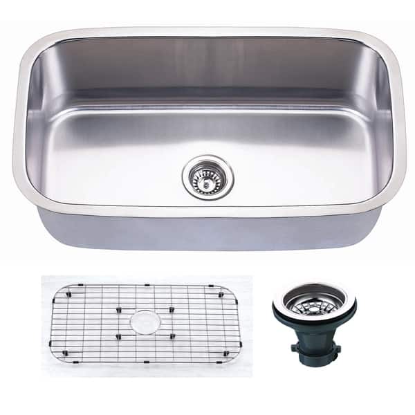 slide 2 of 3, Premium Undermount 16 Gauge Stainless Steel 31.5" Single Bowl Kitchen Sink with Grid and strainer