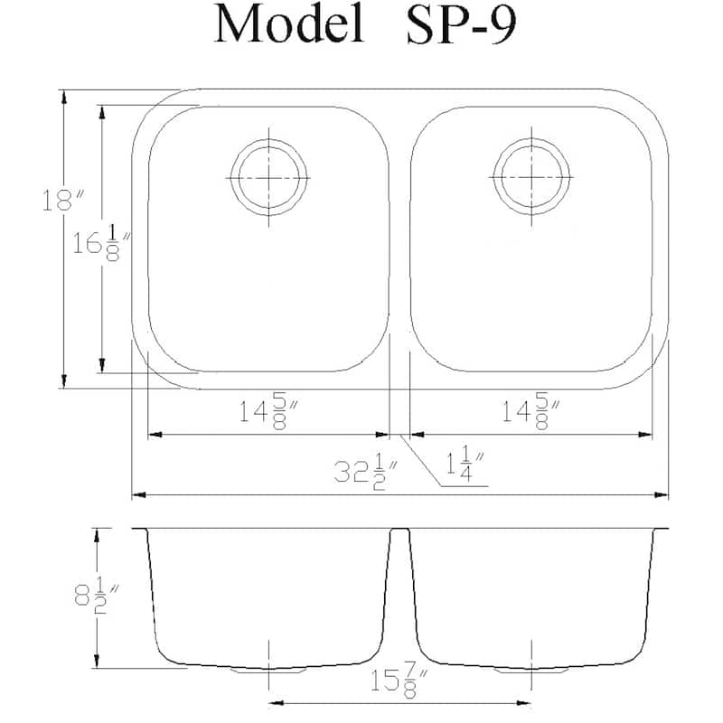 Premium Undermount 16 Gauge Stainless Steel 32.5" 50/50 Double Bowl Kitchen Sink with Grid and strainer