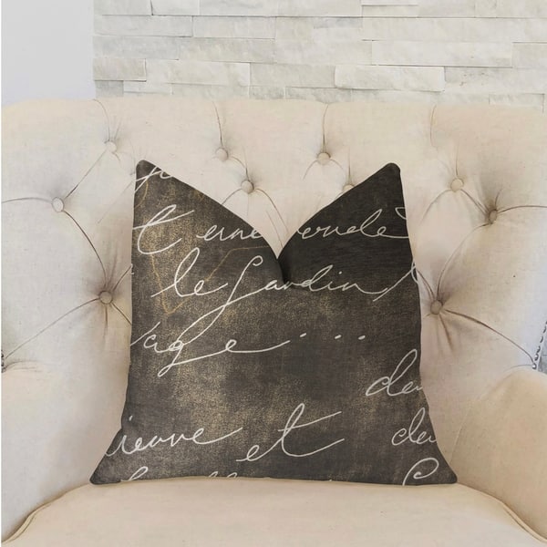 Plutus Love Script Black Luxury Decorative Throw Pillow - Bed Bath ...