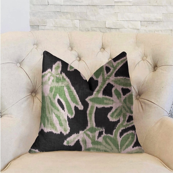 Plutus Grass Swallow Green and Black and Beige Luxury Decorative Throw Pillow