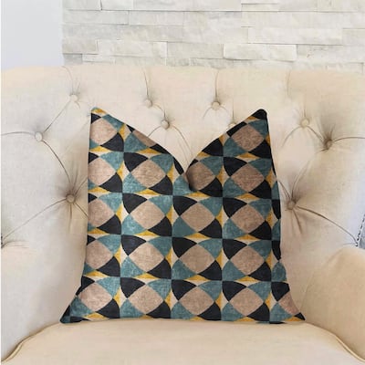 Plutus Shape Reflections Blue and Beige Luxury Decorative Throw Pillow