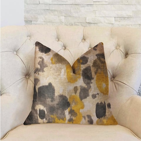 Plutus Pretty Passion Yellow, Beige and Gray Luxury Decorative Throw Pillow