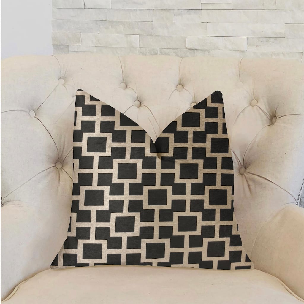 Plutus Petunia Black and White Luxury Decorative Throw Pillow